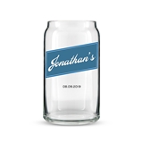 Personalized Can-Shaped Drinking Glass - Vintage Cursive Print