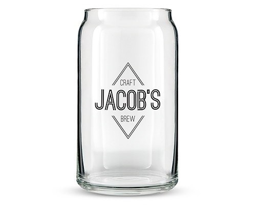 Personalized Can-Shaped Glass with Diamond Emblem Printing