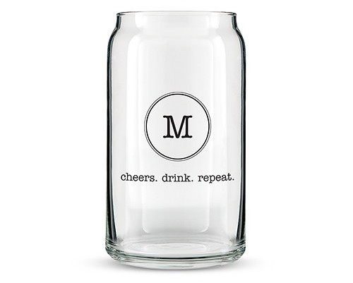 Personalized Can-Shaped Glass with Typewriter Monogram Printing