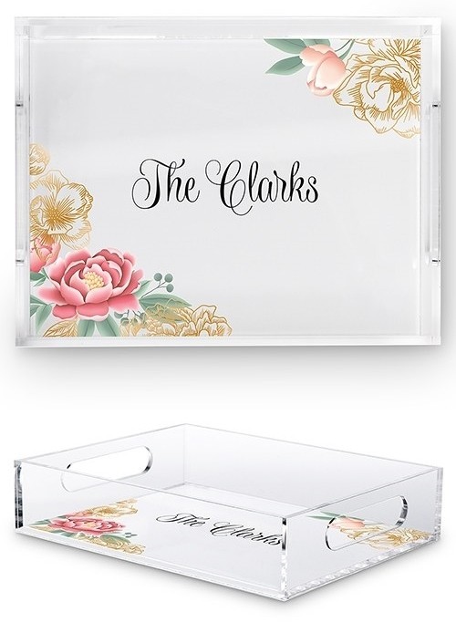 weddingstar rectangular acrylic tray with modern floral print