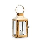 Weddingstar Small Decorative Gold-Metal and Glass Candle Lantern