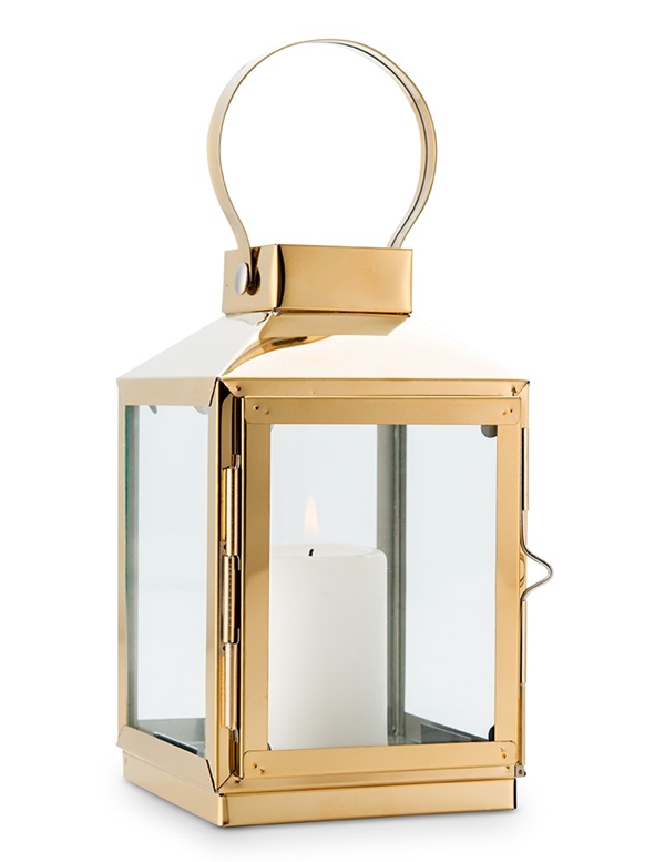 Weddingstar Medium-Size Decorative Gold-Metal and Glass Candle Lantern