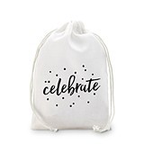 "Celebrate" Muslin Drawstring Favor Bags (Set of 12)
