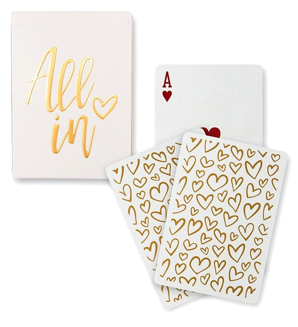 Weddingstar Gold Foil "All In" Playing Cards w/ Hearts Motif