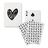 Black Foil "Modern Heart" Playing Cards with X's & O's Motif