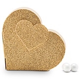 Gold Glitter-Covered Heart-Shaped Favor Boxes (Set of 10)