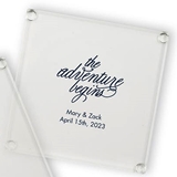 Weddingstar Personalized Ink-Printed Glass Coasters (Trendy Sayings Designs)
