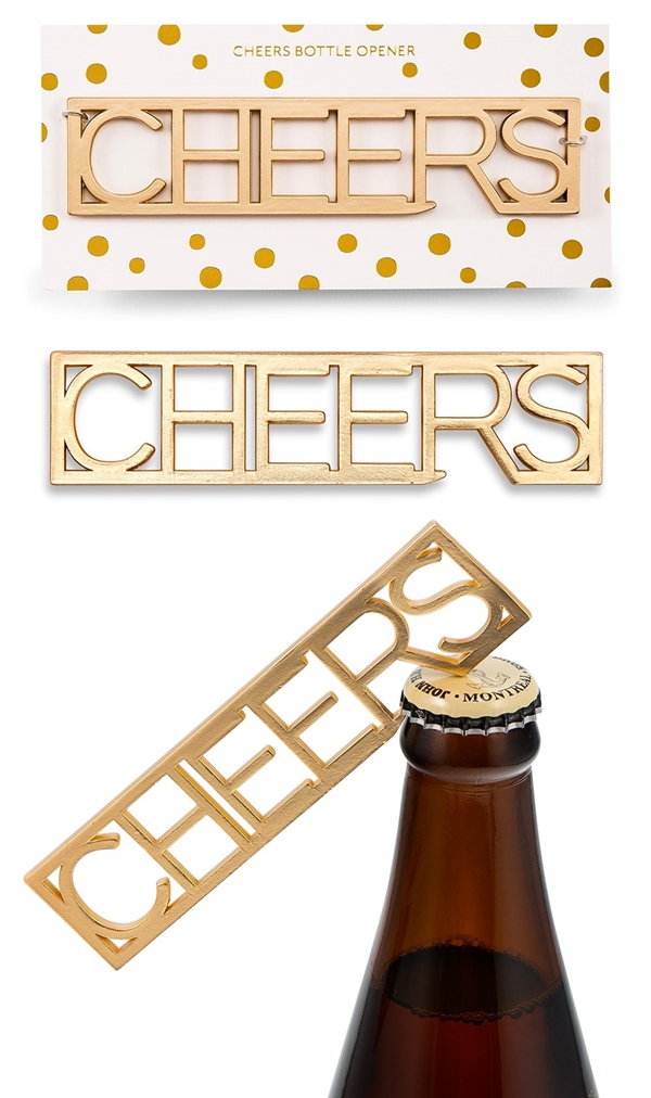 Weddingstar Matte-Gold-Metal Framed "CHEERS" Bottle Opener