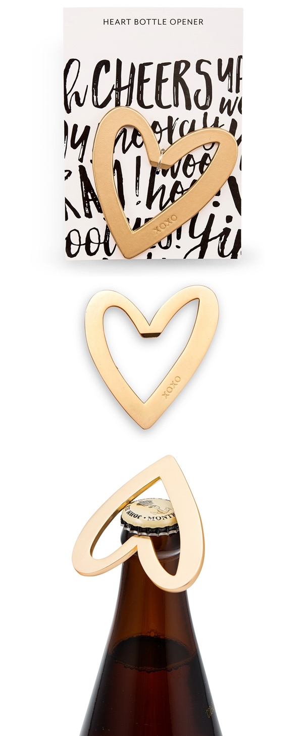 Weddingstar Matte-Gold-Metal Stylized Heart with XOXO Bottle Opener