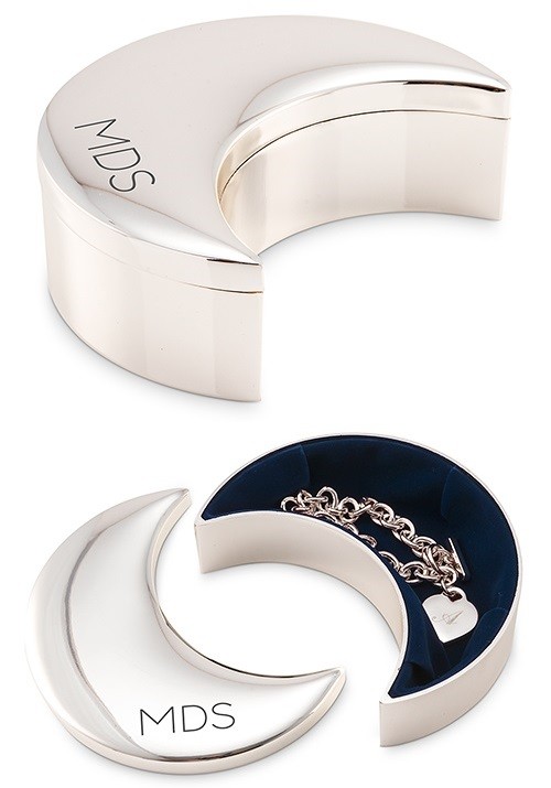 Weddingstar Monogrammable Silver Half Moon Jewelry Box