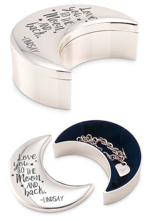 Personalized 'Love You to the Moon and Back' Half Moon Jewelry Box