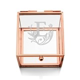 Glass Jewelry Box with Rose Gold Edges - Modern Fairy Tale Etching