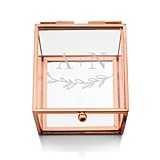 Glass Jewelry Box with Rose Gold Edges - Garland Under Etching