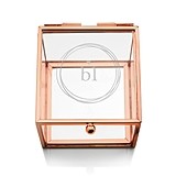 Glass Jewelry Box with Rose Gold Edges - Monogram Simplicity Etching