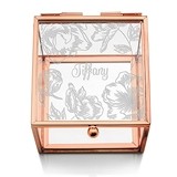 Glass Jewelry Box with Rose Gold Edges - Modern Floral Etching