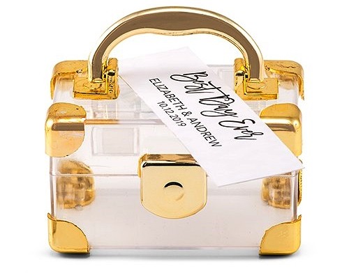 Weddingstar Mini Travel Suitcase Favor Boxes - Gold (Set of 2)