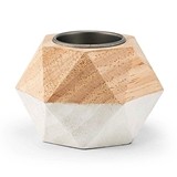 Weddingstar Geometric White-Dipped Wooden Tea Light Holders (Set of 4)