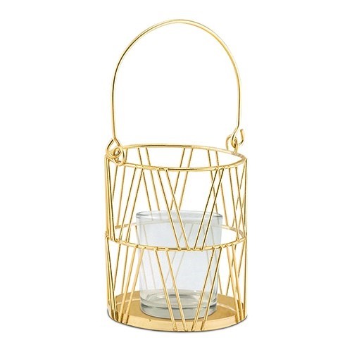 Weddingstar Decorative Gold Metal & Glass Candle Lanterns (Set of 2)