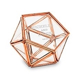 Small Glass Geometric Terrarium Ring Box - Classic Couple Etching