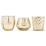 Weddingstar Gold Mercury-Glass Votive Holders or Bud Vases (Set of 3)