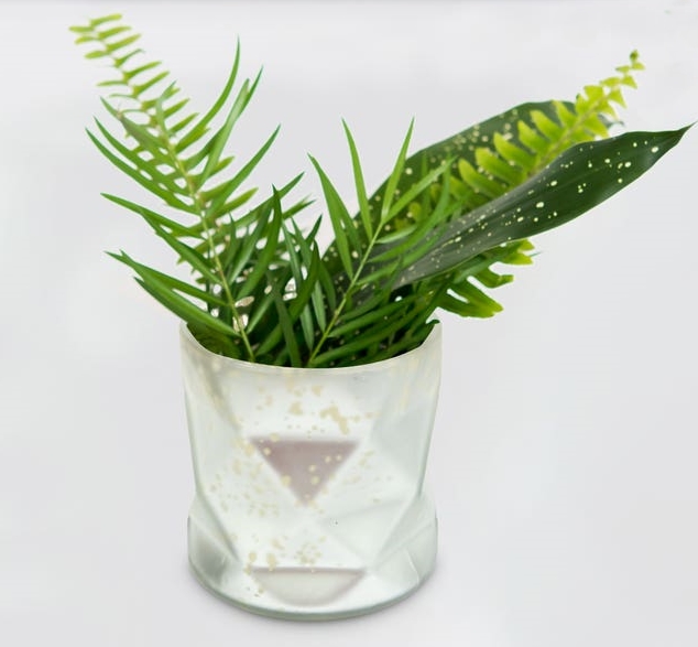 Geometric Shape Gold Mercury Glass Hurricane Vase/Candle Holder