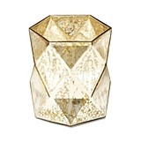 Weddingstar Gold-Colored Geo Diamond Mercury-Glass Hurricane Vase