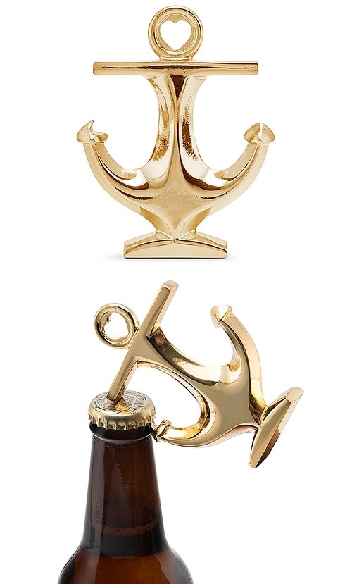 Weddingstar Polished Gold-Colored-Metal Anchor Bottle Opener