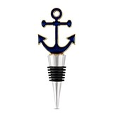 Weddingstar Navy Blue and Gold Anchor-Topped Bottle Stopper