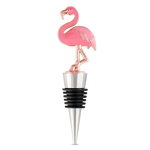 Weddingstar Pink Flamingo-Topped Bottle Stopper with Rose Gold Trim