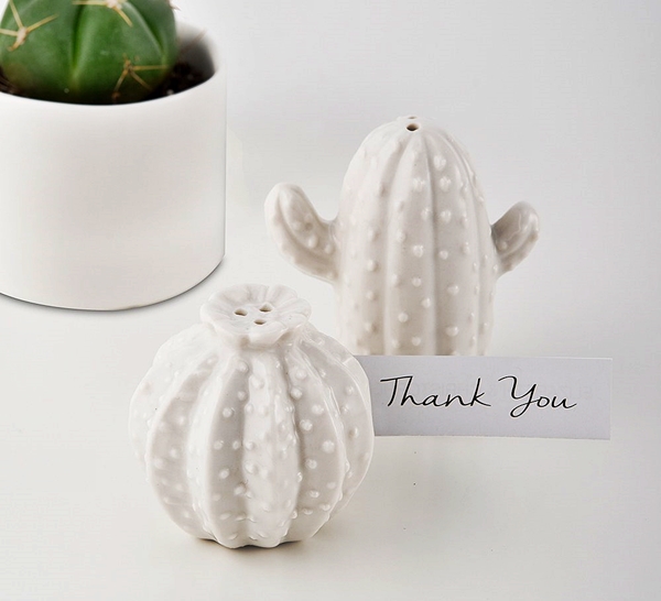 Weddingstar White Porcelain Cactus Salt & Pepper Shakers (Set of 2)