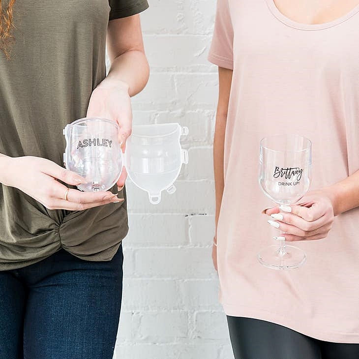 Personalized Personalized Portable Plastic Nesting Wine Glass - Calligraphy Design