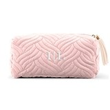 Weddingstar Monogrammed Blush Pink Quilted Velvet Travel Toiletry Bag