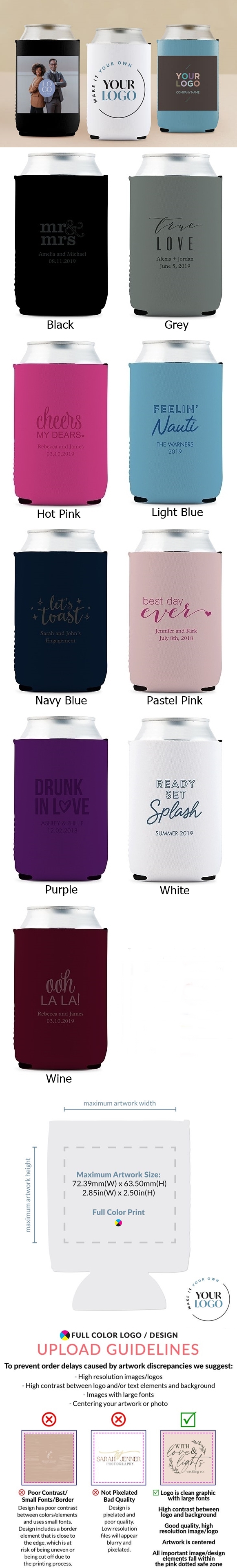 'Make it Your Own' Logo/Design Custom-Printed Neoprene-Foam Koozie (9 Colors)