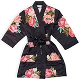 Weddingstar Ladies Blissful Blooms Silky Black Kimono Robe