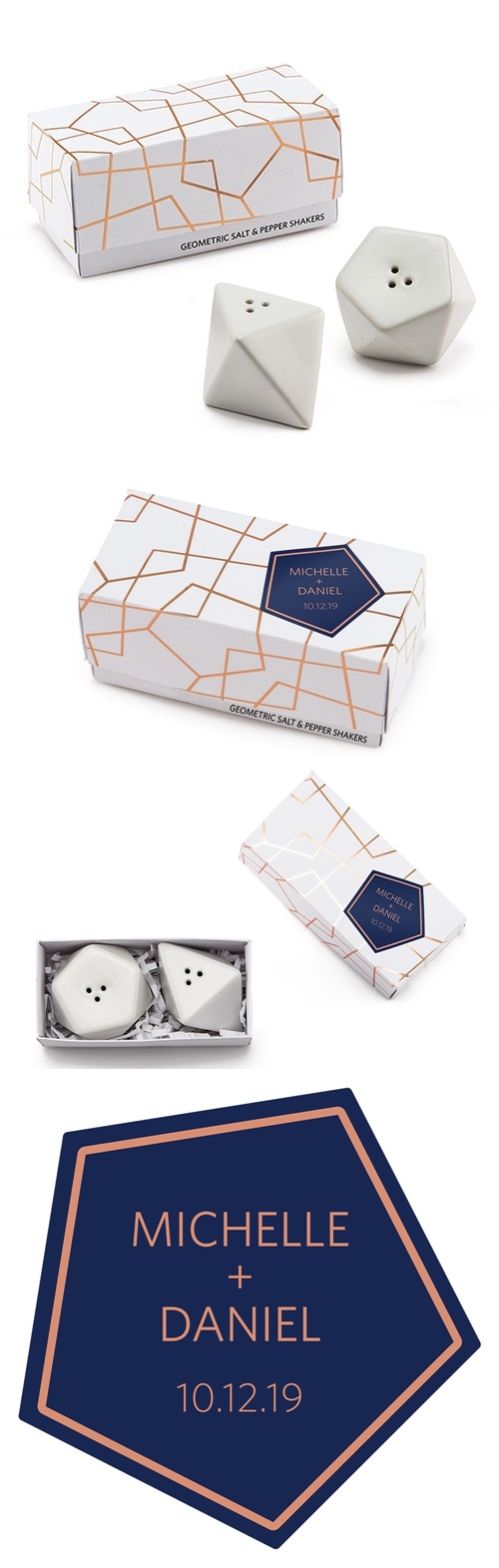 Weddingstar White Porcelain Geometric Salt & Pepper Shakers (Set of 2)