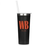 Personalized Black Stainless Steel Tumbler with Modern Monogram & Text