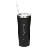 Personalized Black Stainless Steel Tumbler with Modern Vertical Print