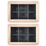Personalized Wooden Keepsake Box with Glass Lid - Coffee or Tea Motif