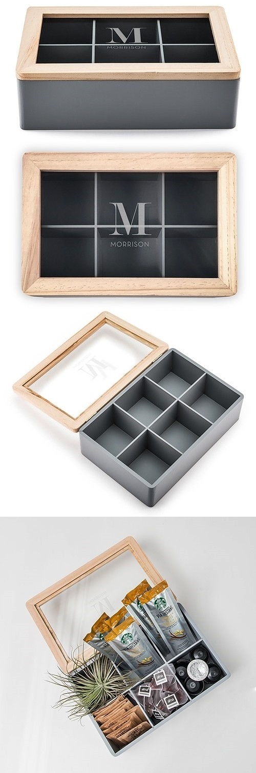 Weddingstar Wooden Keepsake Box with Glass Lid - Initial Monogram
