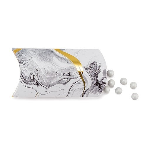Carrara Marble Print with Gold Accents Pillow Favor Boxes (Set of 10)