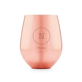 Copper Stemless Wine Glass with Circle Monogram Etching