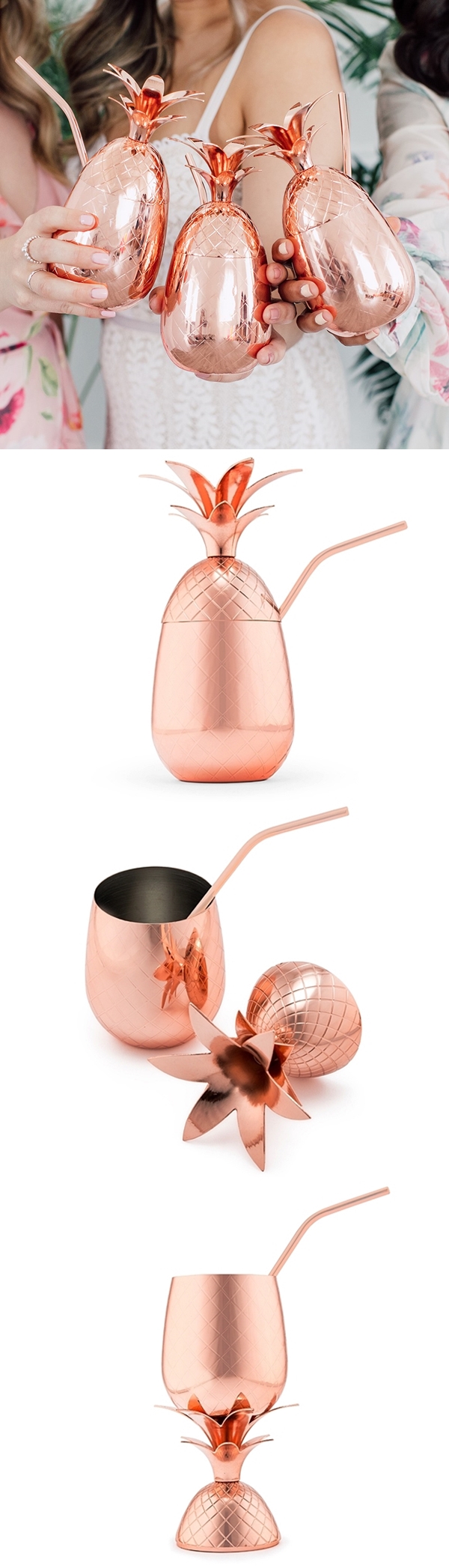 Weddingstar Unique Pineapple-Shaped Rose Gold-Colored Cocktail Cup