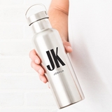 Personalized Stainless Steel Travel Bottle with Modern Monogram & Text