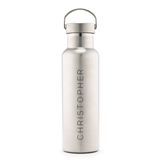 Personalized Chrome Stainless Steel Travel Bottle with Vertical Print