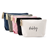 Large Personalized Canvas Makeup Bag with Script Font Name (5 Colors)