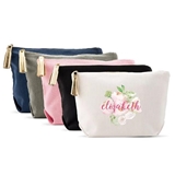 Large Personalized Canvas Makeup Bag with Floral Garden Design (5 Colors)
