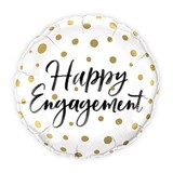 Gold Polka-Dot Happy Engagement Mylar Foil Party Balloon Decoration
