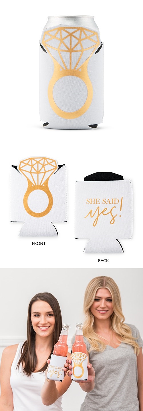 "She Said Yes!" Neoprene-Foam Engagement Party Can Koozie