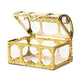 Small Clear Plastic Gold Treasure Chest Favor Containers (Set of 2)