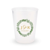 Personalized Frosted Plastic Party Cups - Love Wreath Design (Set of 8)